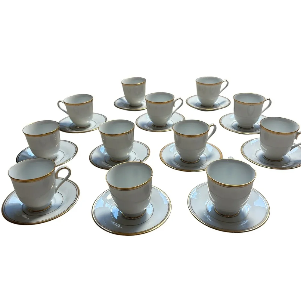Noritake Allison VINTAGE 2610 Coffee Pot 12 Cups/Saucers Set Gold‎ Trim Japan